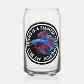 Beste Vriend Blauw Rood Betta Vis Blikvorm Glas (Achterkant)