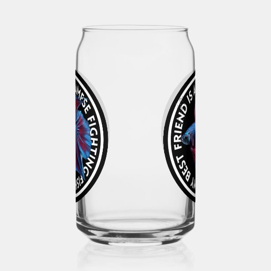 Beste Vriend Blauw Rood Betta Vis Blikvorm Glas (Links)