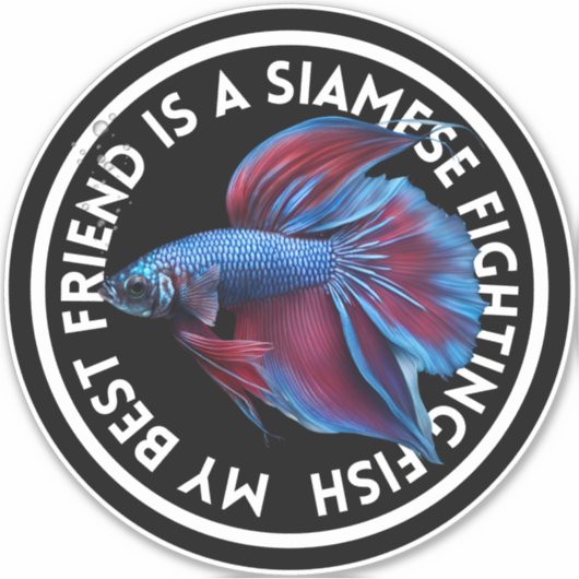 Beste Vriend Blauw Rood Betta Vis Sticker (Voorkant)