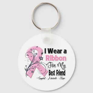 Beste vriend - borstkanker roze lint sleutelhanger