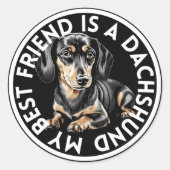 Beste vriend Dachshund Ronde Sticker (Voorkant)