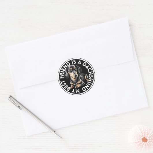 Beste vriend Dachshund Ronde Sticker (Envelop)