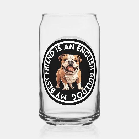 Beste vriend Engelse Bulldog Blikvorm Glas (Achterkant)