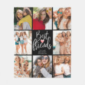 Beste Vriend Foto Collage Zwart Fleece Deken (Voorkant)