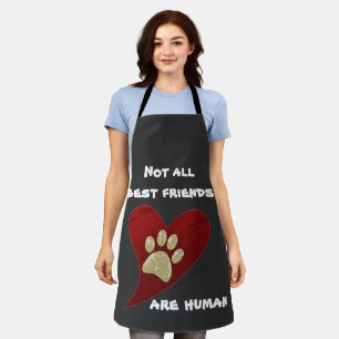 Beste vriend(in) - Red Heart Gold Paw Print Pet Schort