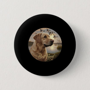 Beste Vriend Jacht op Gele Labrador Hond Met Eende Ronde Button 5,7 Cm