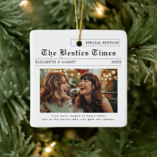 Beste Vriend Krantenfoto van Cute Besties Keramisch Ornament
