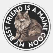 Beste vriend Maine Coon Cat Ronde Sticker (Voorkant)