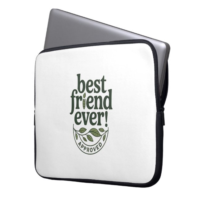 Beste vriend ooit! Goedgekeurd - Tekstontwerp Laptop Sleeve (Voorkant Links)