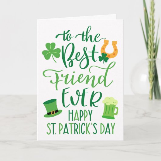 Beste vriend ooit St Patrick's Day Typografie Kaart (Voorkant)