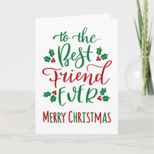 Beste vriend ooit vrolijke kerst typografie kaart