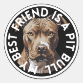 Beste vriend Pit Bull Terrier Ronde Sticker (Voorkant)