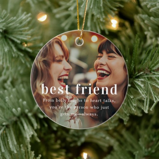 beste vriend | Sentimentele foto KeepSake Kerstmis Keramisch Ornament (Boom)