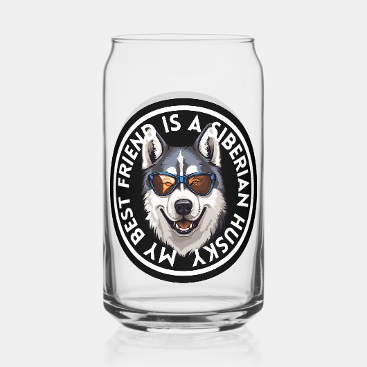 Beste vriend Siberische Husky Blikvorm Glas (Voorkant)