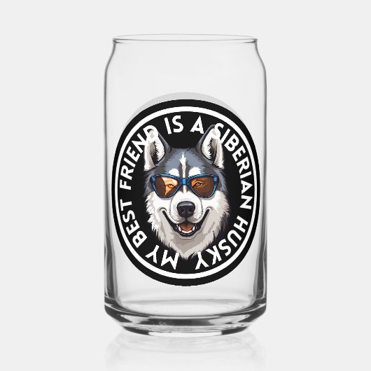 Beste vriend Siberische Husky Blikvorm Glas (Achterkant)