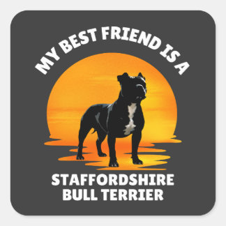 Beste vriend Staffordshire Bull Terrier Vierkante Sticker
