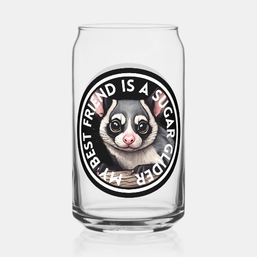 Beste vriend Sugar Glider Blikvorm Glas (Achterkant)