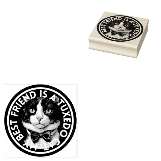 Beste vriend Tuxedo Cat Rubberstempel (Gestempeld)