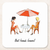Beste vriend vierkante kartonnen onderzetter (Voorkant)