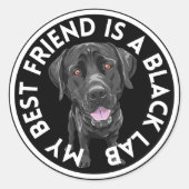 Beste vriend zwart lab ronde sticker (Voorkant)