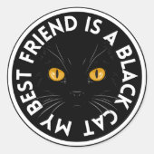 Beste vriend zwarte kat ronde sticker (Voorkant)