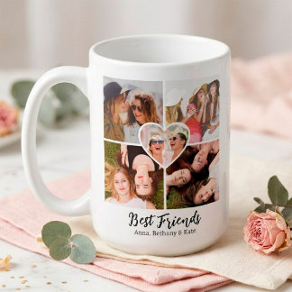 BESTE VRIENDEN Aangepaste foto-collage & Namen Koffiemok