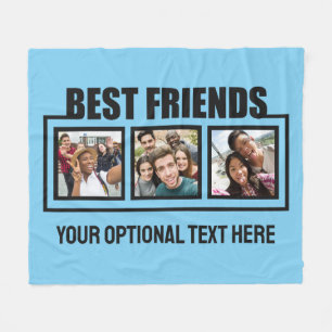 Beste vrienden, aangepaste foto's, tekst en kleur fleece deken