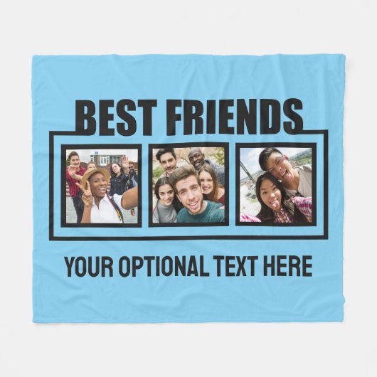 Beste vrienden, aangepaste foto's, tekst en kleur fleece deken (Voorkant (Horizontaal))