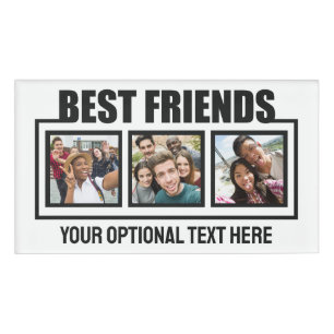 Beste vrienden, aangepaste foto's, tekst en kleur naambadge