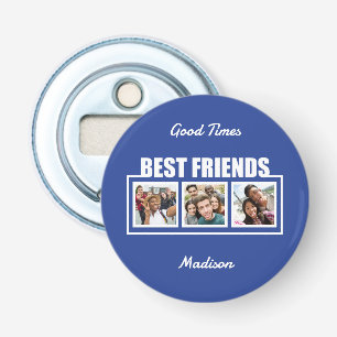 Beste vrienden, aangepaste naam, foto's en kleur button flesopener