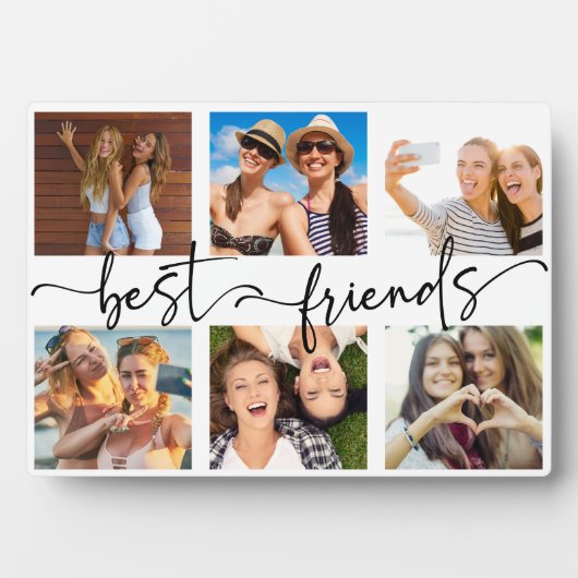 Beste vrienden Bestie Fotocollage Trendy Script Fotoplaat (voorkant)