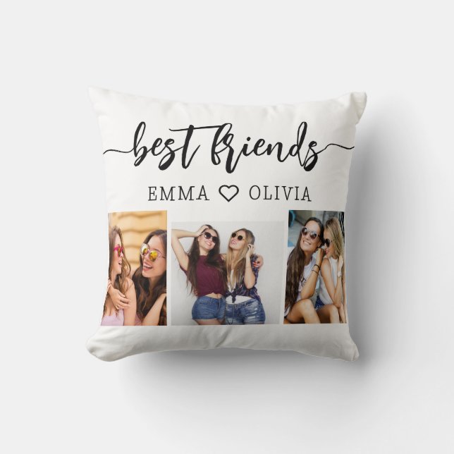 Beste Vrienden Besties 3 Fotocollage Keepsake Kussen (Voorkant)