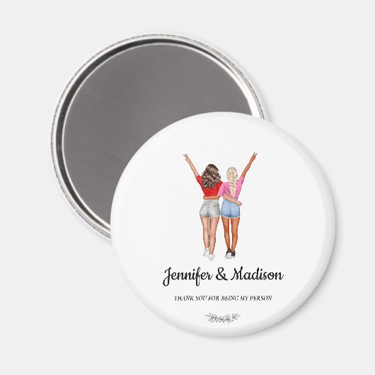 Beste vrienden BFF Besties Vriendschap Aangepaste  Magneet (Voorkant / Achterkant)