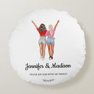 Beste vrienden BFF Besties Vriendschap Aangepaste Rond Kussen
