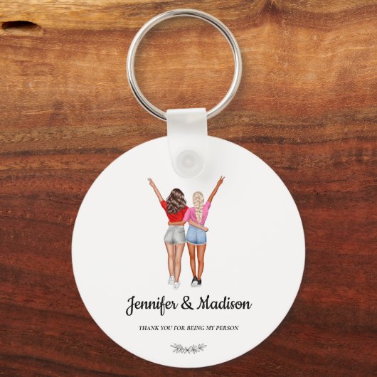 Beste vrienden BFF Besties Vriendschap Aangepaste Sleutelhanger (Voorkant)