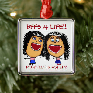 Beste Vrienden BFFS of Zusters Cartoon Aangepast Metalen Ornament