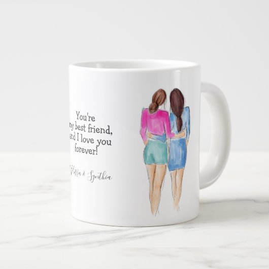 Beste Vrienden Cadeau Mok Twee Brunettes (Voorkant rechts)