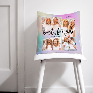 Beste vrienden Casual script en multi-fotoraster Kussen