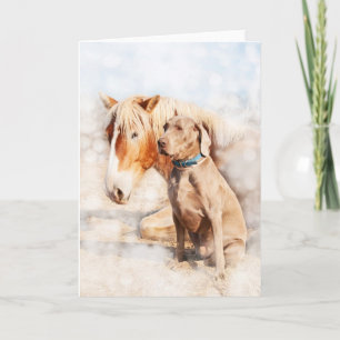 Beste vrienden - een trekpaard en een hond kaart