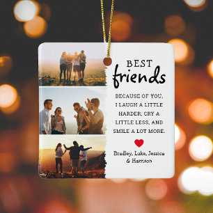 Beste vrienden Foto Collage & Quote Kerstmis Keramisch Ornament
