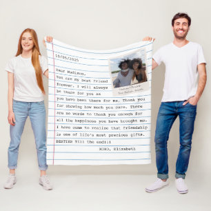 Beste vrienden Foto Gepersonaliseerde Brief Fleece Deken