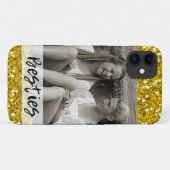 Beste vrienden Foto Gold Glitter Case-Mate iPhone Case (Achterkant (horizontaal))