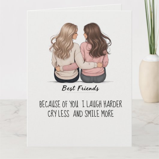 Beste Vrienden Gevouwen Kaart – Custom Back Uitzic (Voorkant)