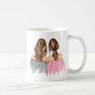 Beste Vrienden Gift Mok Twee Brunette Meisjes