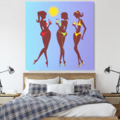 Beste vrienden in Bikini's Wrapped Canvas (Insitu (Slaapkamer))