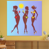 Beste vrienden in Bikini's Wrapped Canvas (Insitu (Woonkamer))