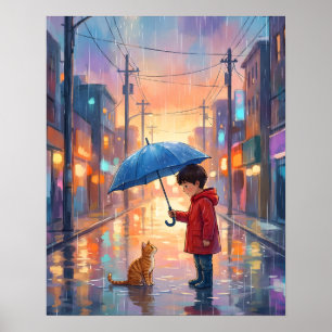 Beste vrienden in de regen poster