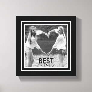 BESTE Vrienden met Cute Black en White Photo Lijst Canvas Afdruk