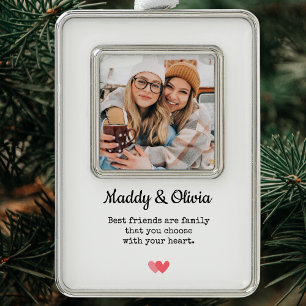 Beste Vrienden Moderne Fotocollage BFF Christmas Verzilverd Kader Ornament