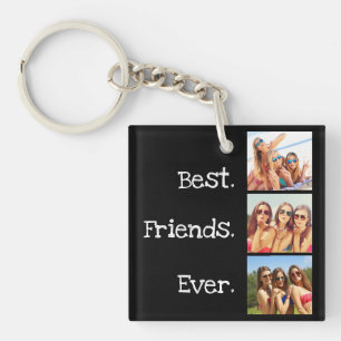 Beste vrienden ooit Citaat 3 Foto Collage Black  Sleutelhanger